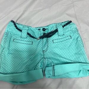 BeBop Teal Blue and Black Polka Dot Shorts with Belt Size 3